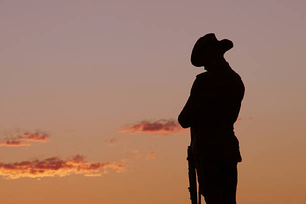 Soldier Statue ANZAC Soldier Statue, Evening Light, Sydney, Australia australian culture stock pictures, royalty-free photos & images