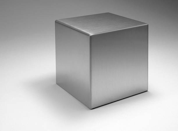 solid metallic cube stock photo