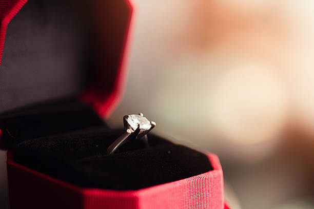 solitaire ring solitaire ring diamond wedding ring box stock pictures, royalty-free photos & images