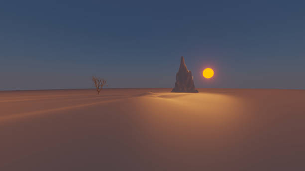 Solitary Desert Sunset stock photo