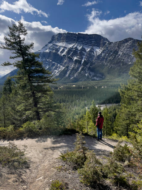 Solo Travel in the Rocky Mountains stock photo