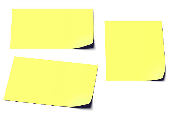 some  notes 3 yellow  notes on white background bollard photos stock pictures, royalty-free photos & images