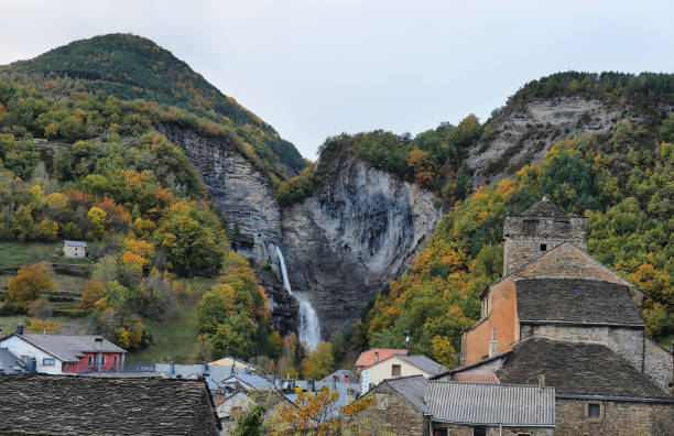 Sorrosal Waterfall in Broto, Pyrenees, Aragon, Spain. stock photo