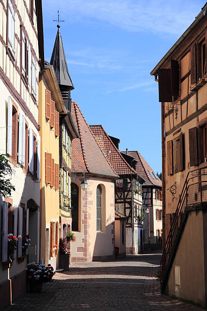 Soultzbach-les-Bains, village of Alsace The medieval village of Soultzbach-les-Bains in the valley of Munster riquewihr stock pictures, royalty-free photos & images