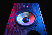 istock Sound speaker in neon light 1322359040