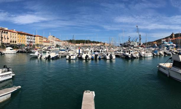 South France harbour boats stock photo
