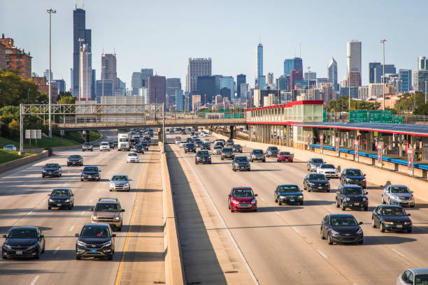 Southbound Traffic in Chicago stock photo