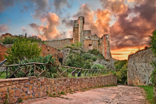 Sovana, Grosseto, Tuscany, Italy: the ancient fortress Rocca Aldobrandesca stock photo