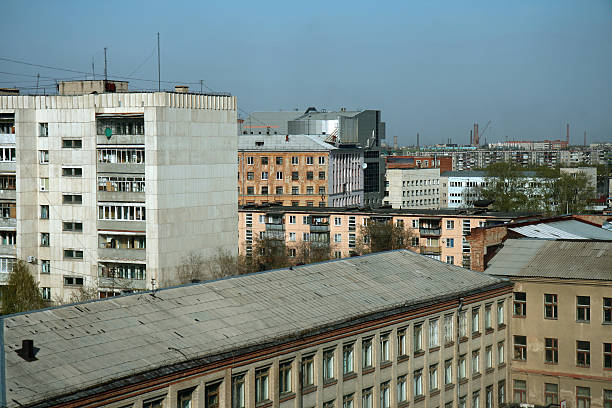 soviet residential district stock photo
