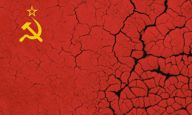 Soviet Union Flag Crisis A Cracked And Fragile Soviet Union Flag communism stock pictures, royalty-free photos & images