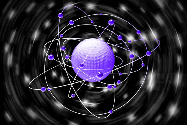 Space atoms planets black background stock photo