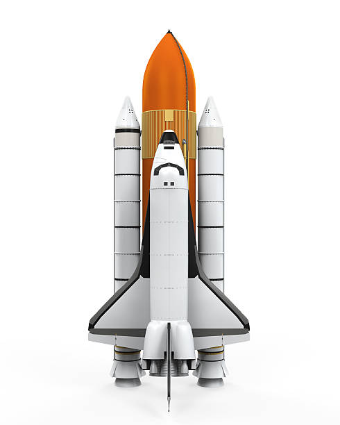 Space Shuttle Isolated Space Shuttle isolated on white background. 3D render space shuttle stock pictures, royalty-free photos & images