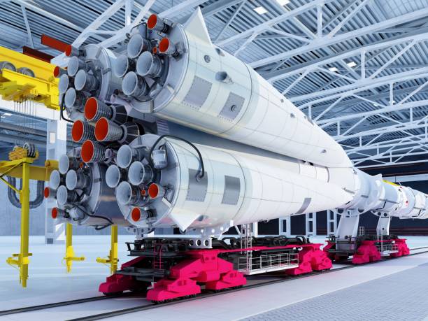 Space transport Space rocket in the hangar,3d render baikonur stock pictures, royalty-free photos & images