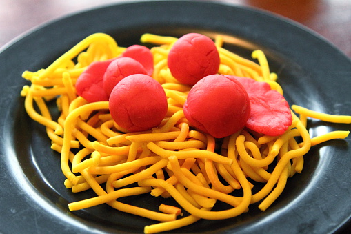 Spaghetti Meatballs Made In Playdough Stock Photo - Download Image Now -  iStock