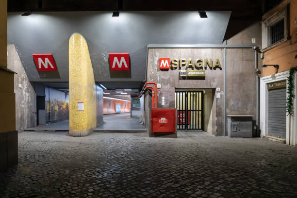 Spagna metro station, entrance, Rome Italy. stock photo