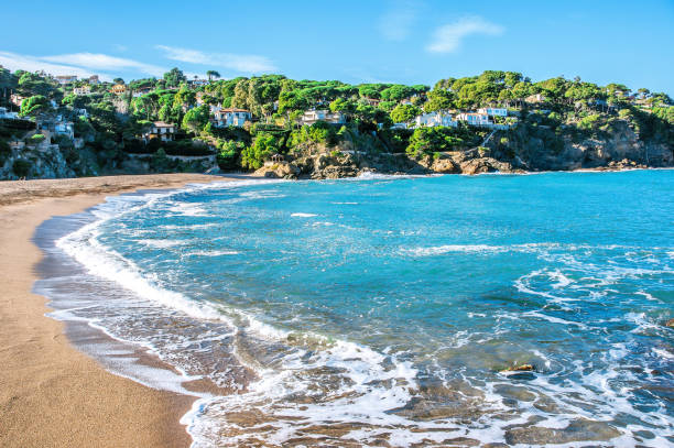 Spain. Catalonia. Costa Brava. Beach Sa Riera. stock photo