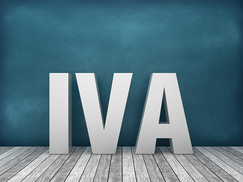 IVA Spanish 3D Word on Chalkboard Background - 3D Rendering