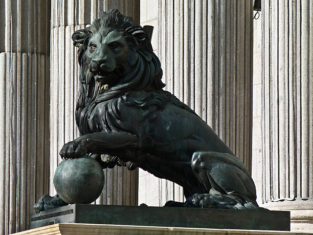 Spanish Parliament lion stock photo