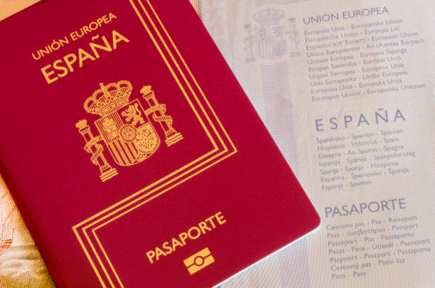Spanish passport Detail of an spanish passport.  Documentation for travelers spanish culture stock pictures, royalty-free photos & images