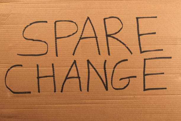 Spare Change Cardboard Sign stock photo