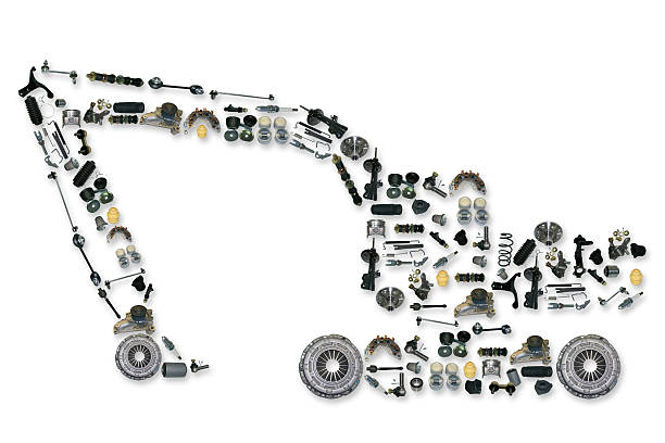 spare parts for truck or excavator stock photo