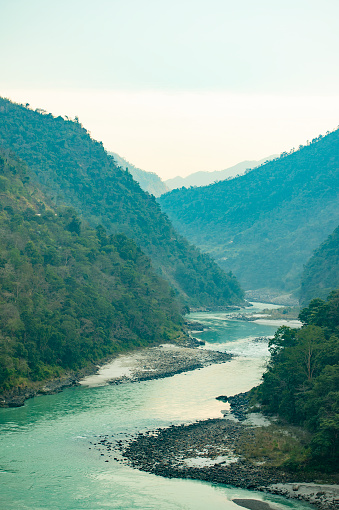Spectacular View The Sacred Ganges River Flowing Through The Green