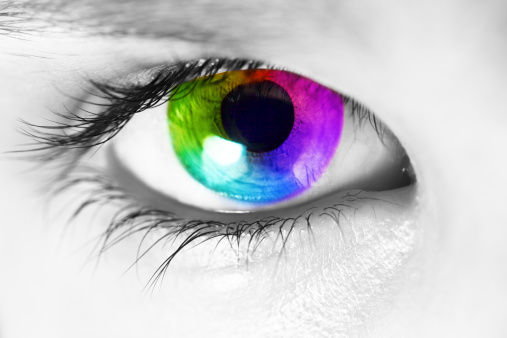 Spectrum Colors Appearing In The Iris Of Human Eye Stock Photo ...
