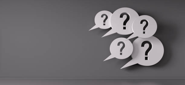 Speech bubble with question mark Speech bubbles with question mark against gray wall q and a photos stock pictures, royalty-free photos & images