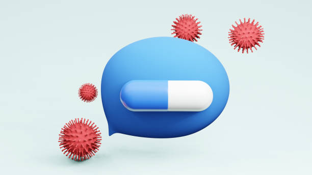speech bubbles thinking balloon with Capsules and viruses Infographic design 3d rendering stock photo