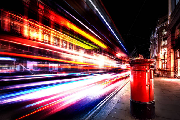 Speed of light in London city stock photo