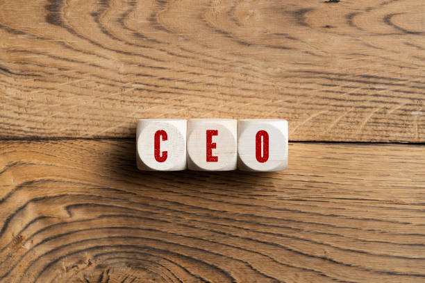 CEO spelled in red on three wooden blocks stock photo