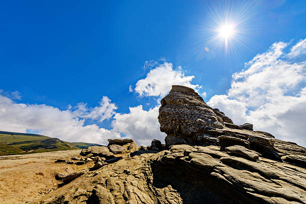 sphinx Romanian landmark, Sphinx in Carpathian mountains. bucegi mountains stock pictures, royalty-free photos & images