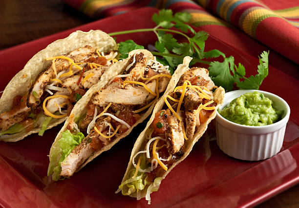 Spicey Chicken Tacos stock photo