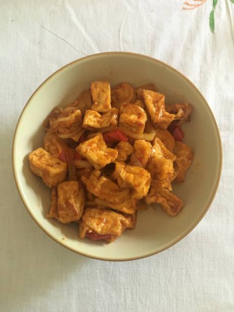 Spicy Fried Tofu Traditional Foods stock photo