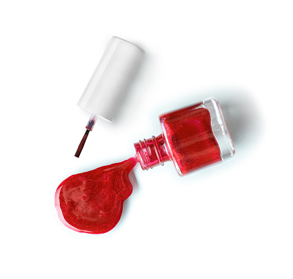 Spilled Red Nail Polish On Isolated White Background Stock Photo ...