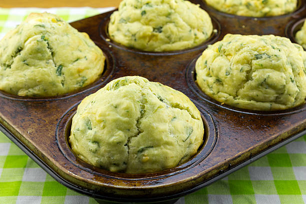 Spinach and feta cheese muffins stock photo