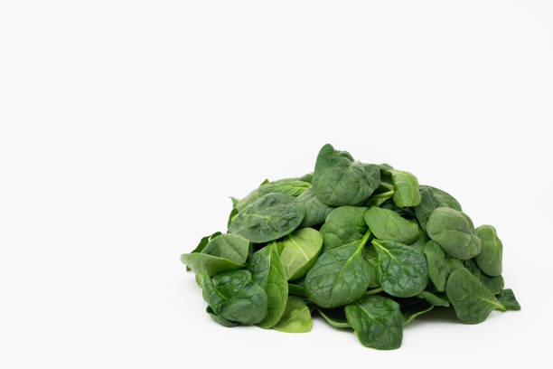 Spinach isolated on white, copy space stock photo