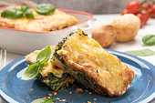 Spinach lasagna made with spinach and bechamel sauces with fresh ingredients