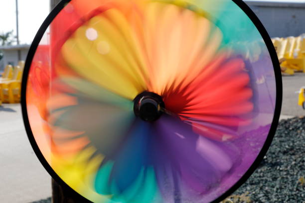 Spinning colorful pinwheels stock photo