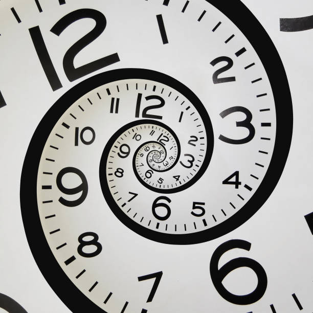 Spiral clock A clock spiraling into itself eternity stock pictures, royalty-free photos & images