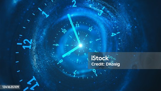 istock Spiral Clock - The Flow Of Time - Dark, Blue, Turquoise 1341635109