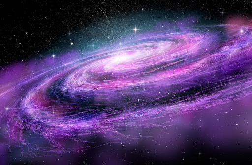 Spiral Galaxy in deep spcae, 3D illustration