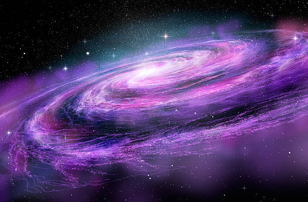 spiral galaxy in deep spcae, 3d illustration - milky way imagens e fotografias de stock