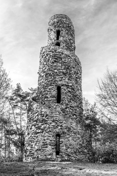 Photo of Spiral lookout tower of Krasno. Unusual stone landmark near Krasno Village, Czech Republic