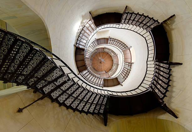 Spiral staircase The spiral staircase in the hunting seat Granitz sellin stock pictures, royalty-free photos & images