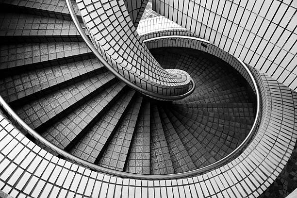 Spiral staircase High angle view of an old spiral staircase. staircase photos stock pictures, royalty-free photos & images