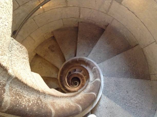 Spiral staircase with snail pattern stock photo
