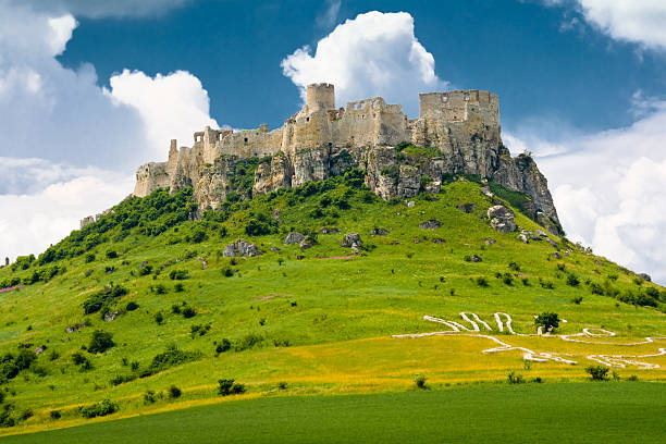Spis Castle - Spissky hrad, Slovakia Spis Castle - Spissky hrad in East Slovakia is UNESCO site and was largest castle in Central Europe slovakia stock pictures, royalty-free photos & images