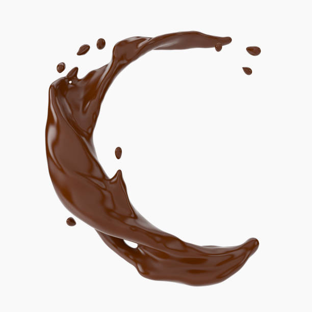 초콜릿의 스플래시. 3d 렌더링, 3d 일러스트레이션. - 초콜릿 뉴스 사진 이미지