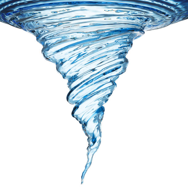 Splash of water vortex and twisted shape, 3d illustration. stock photo